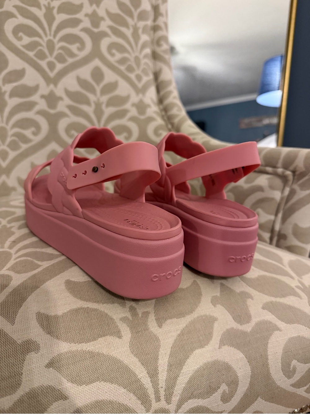 CROCS Pink Braided Platform Slide Sandals for Women - Picture 3 of 5